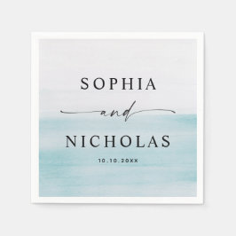 Blå vattenfärgsminimalistiskt Nautical Bröllop-skr Pappersservett