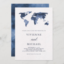 Blå vattenfärgsvärldskarta | BRÖLLOP