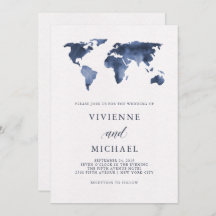 Blå vattenfärgsvärldskarta för vitt | BRÖLLOP