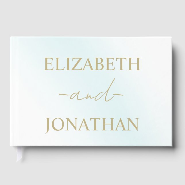 Blå vattenfärgsvave Bröllop Gästböcker (Framsida)