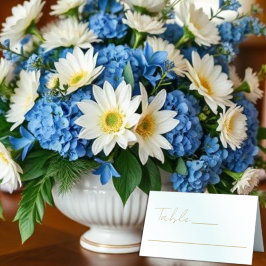 Blå vattenfärgsvave Bröllop Placeringskort