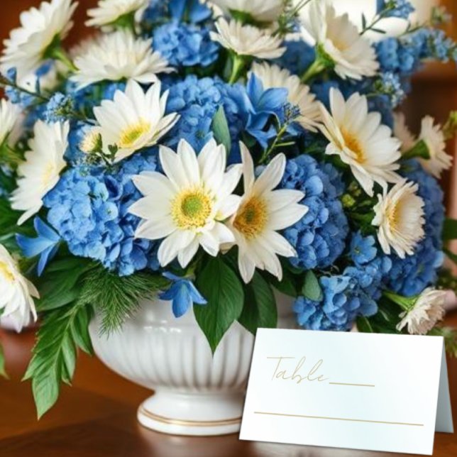 Blå vattenfärgsvave Bröllop Placeringskort (Skapare uppladdad)