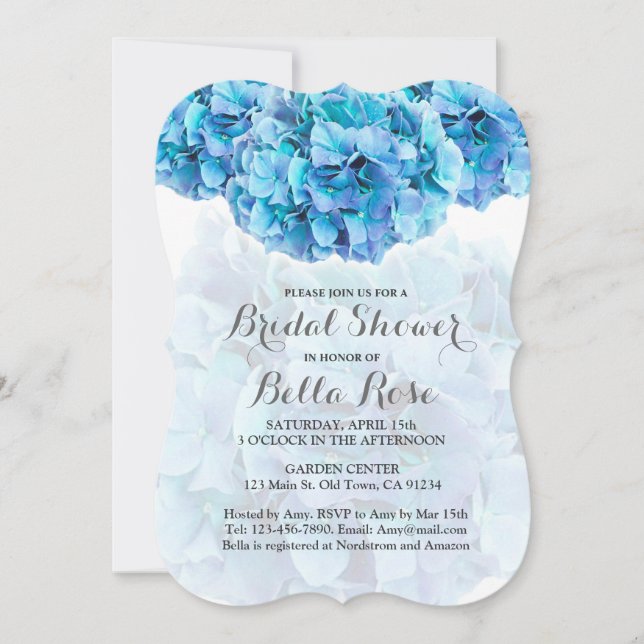 Blå vattenfri möhippa inbjudan hydrangea3 (Framsida)