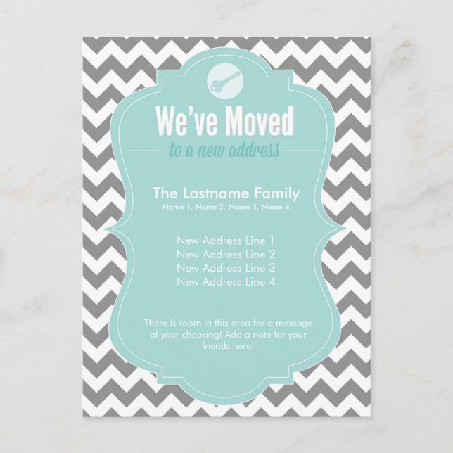 Blå Vi Har Flyttat Byte Av Adress Korthälsningar Meddelande Vykort (Framsida)