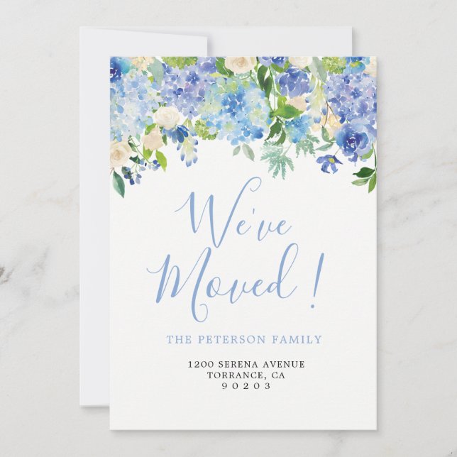 Blå Vi har flyttat | Flytta Anmälningskort Meddelande (Framsida)