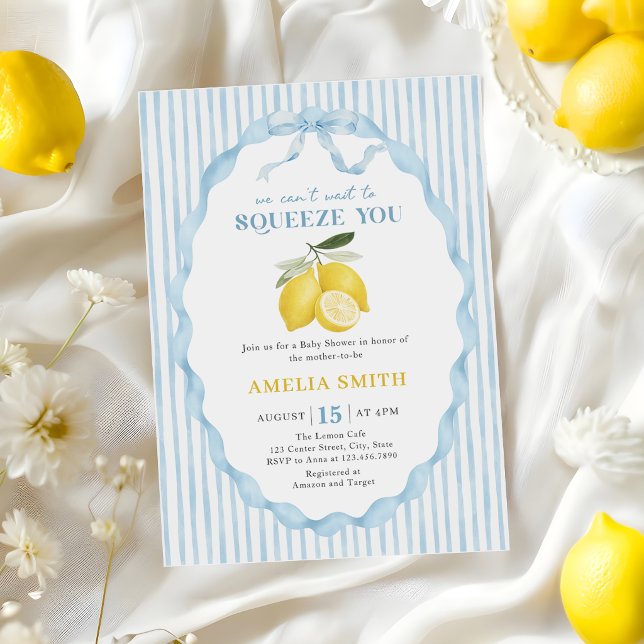 Blå Vi väntar inte på att klämma dig Baby Shower Inbjudningar (Skapare uppladdad)