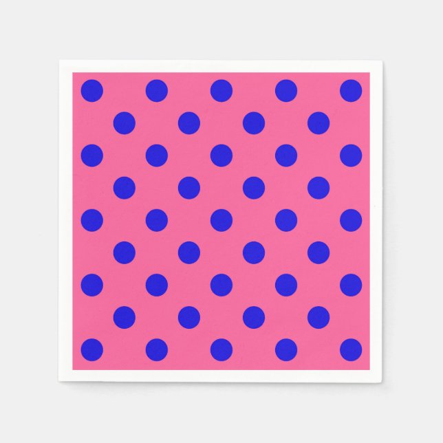 Blå vid Rosa Polka dots Mönster Design Pappersservett (Framsidan)