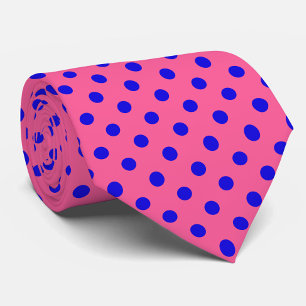 Blå vid Rosa Polka dots Mönster Design Slips