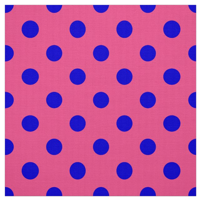 Blå vid Rosa Polka dots Mönster Design Tyg (Provkarta)