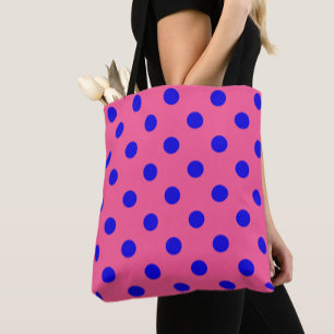 Blå vid Rosa Polka dots Mönster Design Tygkasse