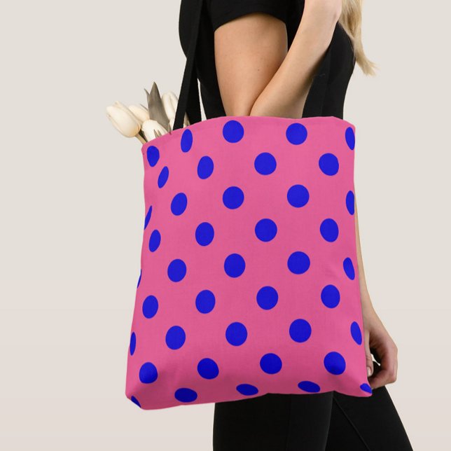Blå vid Rosa Polka dots Mönster Design Tygkasse (Skapare uppladdad)