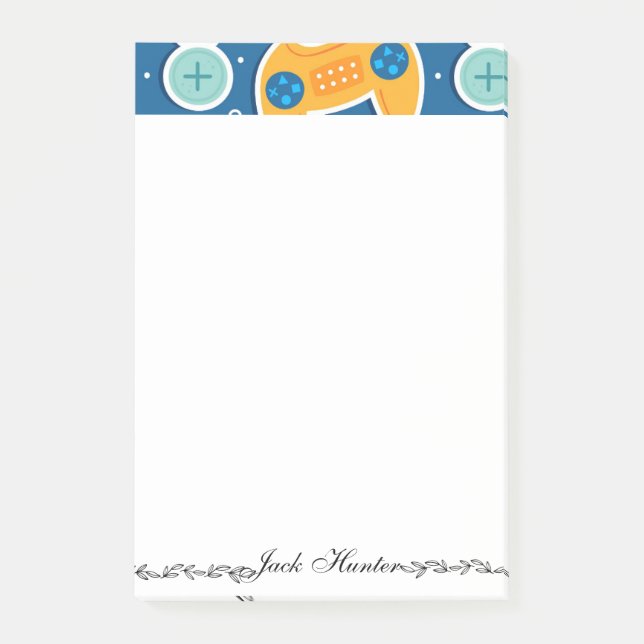 Blå videospel - Personligen Namn  Post-it Block (Framsida)