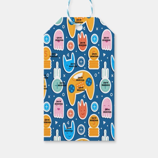 Blå videospel - Personligen Namn Presentetikett (Framsidan)