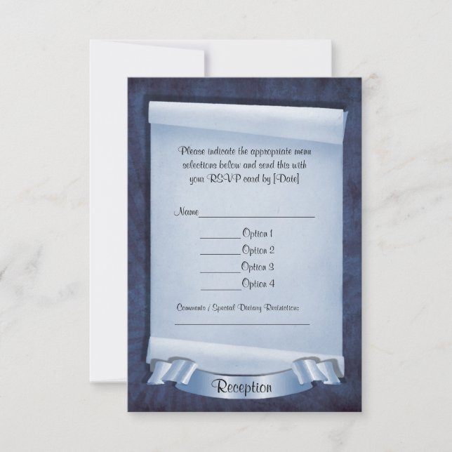 Blå vigselceremoni anpassade mottagningskort inbjudningar (Framsida)