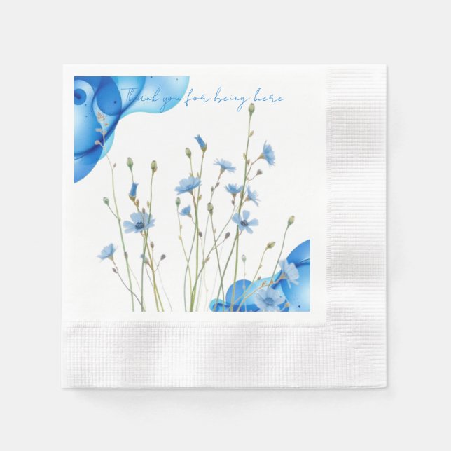 Blå Vild Blomma Pappersservett (Framsidan)