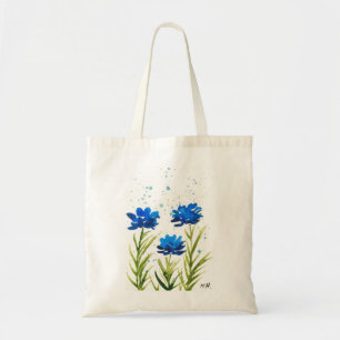 Blå vilda blommor akvarell girligt chic tygkasse