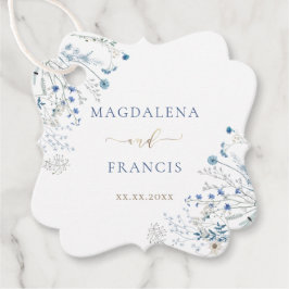 Blå vilda blommor bröllop gåvor etiketter