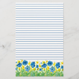 Blå vilda blommor kungliga vallmoblommor fodrade brevpapper