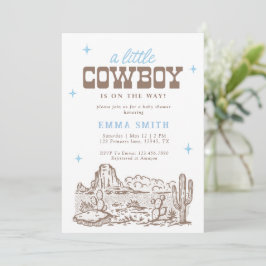 Blå Vilda Västerländska Öken Bebis Shower Cowboy V Inbjudningar