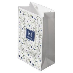 Blå Vildblomma Akvarell Monogram