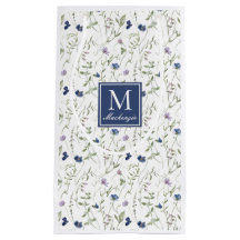 Blå Vildblomma Akvarell Monogram