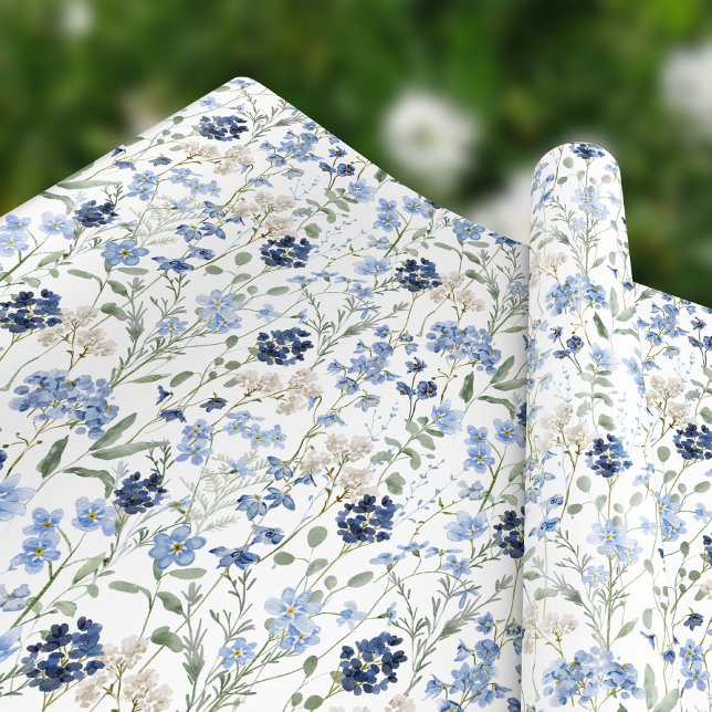 Blå vildblomma akvarell presentpapper (Skapare uppladdad)