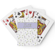 Blå vildblomma akvarellmonogram Namn Poker 