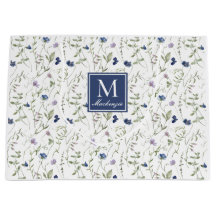 Blå vildblomma akvarellmonogramnamn