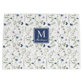 Blå vildblomma akvarellmonogramnamn