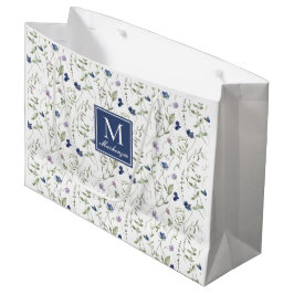 Blå vildblomma akvarellmonogramnamn