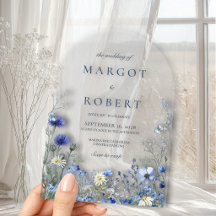 Blå Vildblomma Båge Klar Akryl Bröllop