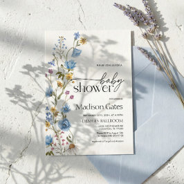 Blå vildblomma bebis shower inbjudan