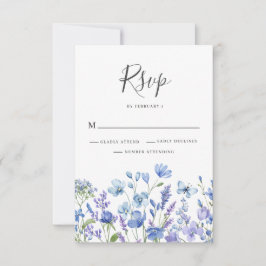 Blå Vildblomma Blommig Bröllop OSA Kort