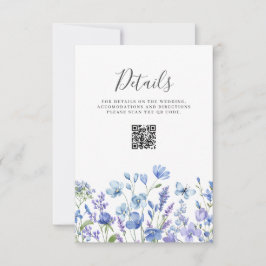 Blå Vildblomma Blommig Bröllopsdetalj Platt Kort