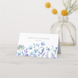 Blå vildblomma blomsterbröllop vikt platskort placeringskort
