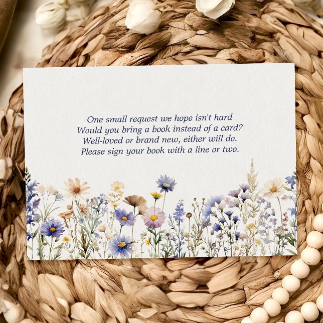 Blå Vildblomma Boho Akvarellböcker För Bebis Tilläggskort (Skapare uppladdad)