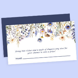 Blå Vildblomma Boho Baby Shower Blöja Lotteri Tilläggskort