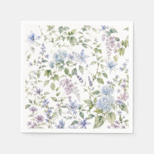 Blå Vildblomma Cocktailservett Pappersservett (Framsidan)