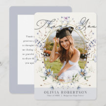 Blå Vildblomma Foto Examen Tacksamhetskort