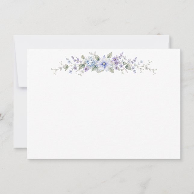 Blå Vildblomma Platta Notkort Anteckningskort (Framsida)