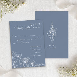 Blå Vildblomma RSVP-kort Blåviolett Bröllop Tilläggskort
