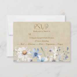 Blå Vildblomma RSVP OSA Kort
