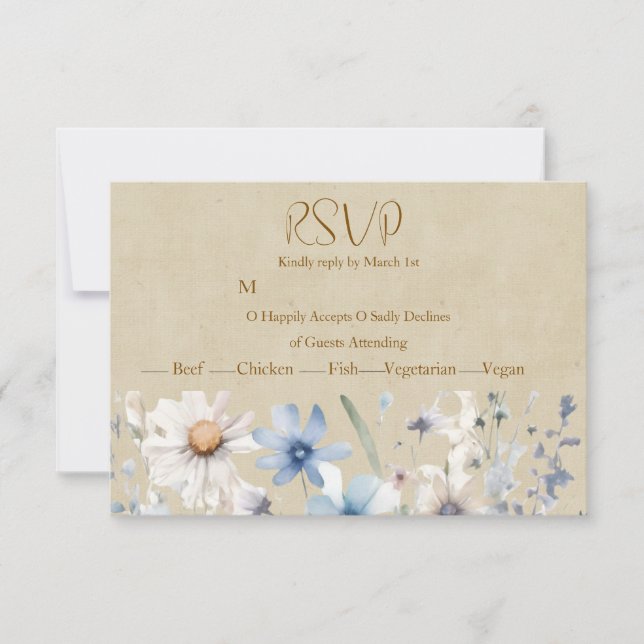 Blå Vildblomma RSVP OSA Kort (Framsida)