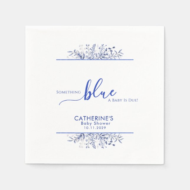 Blå vildblomma Something Blue Baby Shower-fest Pappersservett (Framsidan)