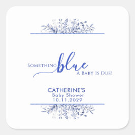 Blå vildblomma Something Blue Baby Shower Fyrkantigt Klistermärke