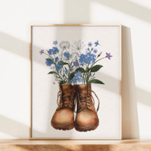 Blå vildblomma vandrarstövlar utomhus