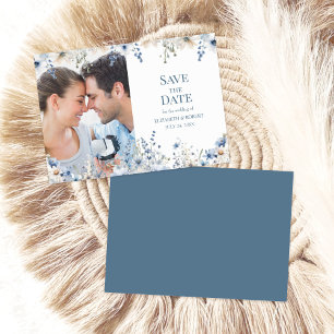 Blå Vildblommeäng Save The Date Fotokort Inbjudningar