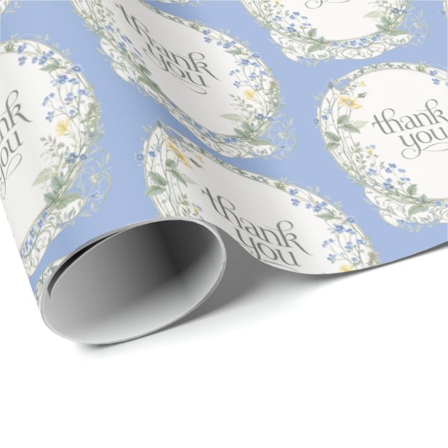 Blå vildbloms krans Elegant botanisk Presentpapper (Rullad Hörn)