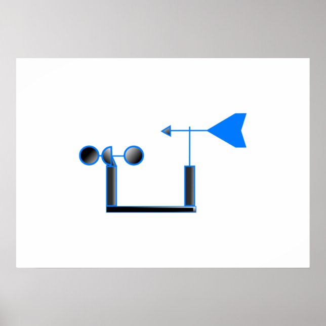 Blå Vind - hastighet och väderlek Poster (Framsidan)