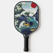 Blå Vinkar Grönt Dragon Red Sol Pickleball Paddle